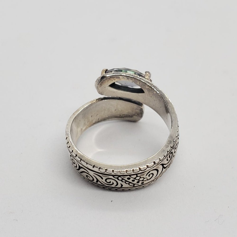 Vintage Sterling Silver & Blue Topaz, adjustable - Picture 3 of 4